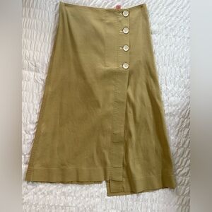 Robert Rodriguez Tan Asymmetrical A-Line Midi Skirt